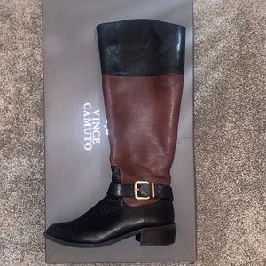 Vince Camuto Tall Leather Black & Brown Boots
